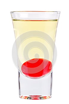 Shot. Alcoholic drink on a white background. photo