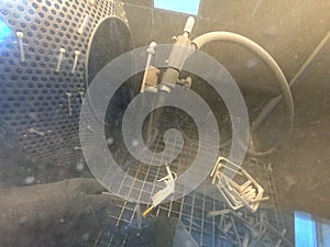 Shot blasting Shot blasting of model printed on 3D printer from polyamide powder