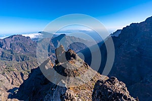 Shot of Caldera de Taburiente Natural Park on top of the mountain in the central island of La Palma