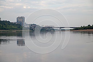 Shot of the city on the river in cloudy day