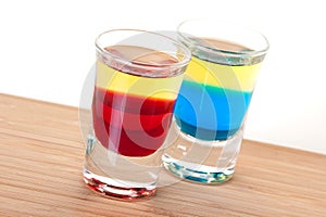 Shot cocktail collection: Red and Blue Tequila