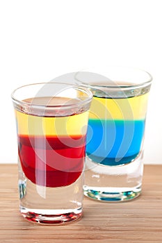 Shot cocktail collection: Red and Blue Tequila