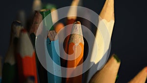 shot of colored pencils standing in a jar