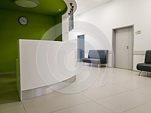 Shot of the corridor in the modern clinic. Healthcare