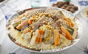 Family size Plate of Couscous traditional moroccan photo