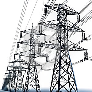 Shot of electric posts and lines isolated