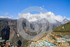 Shot from the Everest Basecamp trail at Namche Bazaar in Nepal