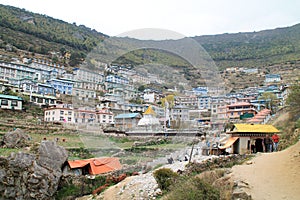 Shot from the Everest Basecamp trail at Namche Bazaar in Nepal