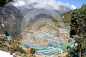 Shot from the Everest Basecamp trail at Namche Bazaar in Nepal