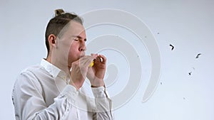 Shot of exploding balloon.