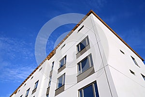 Shot of a facade of a new building at blue sky