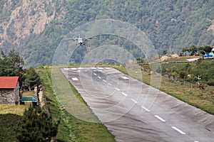 Shot of the famous Lukla Airport in Nepal