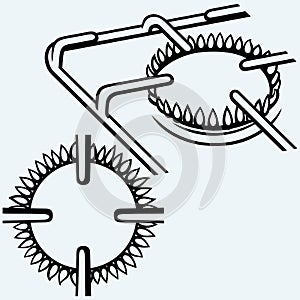 Shot of fire from gas kitchen stove