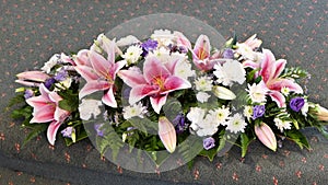 Shot of flowers used for a funeral service