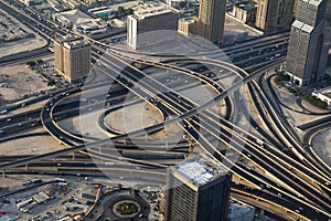 A shot of the freeways in downtown Dubai UAE