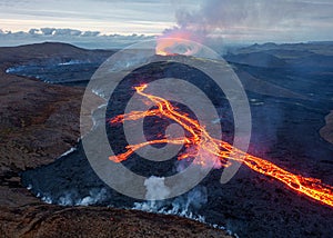 Shot of the Geldingadalir volcano, Iceland photo