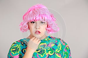 Shot of girl in pink wig