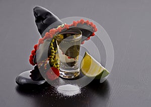 Shot glass of tequilla