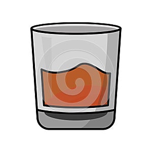 Shot glass with whiskey or rum, vector illustration