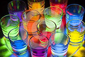 Shot Glasses with Glow Stick Juice