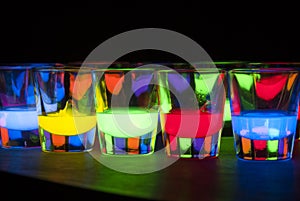 Shot Glasses with Glow Stick Juice