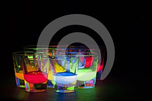 Shot Glasses with Glow Stick Juice