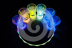 Shot Glasses with Glow Stick Juice