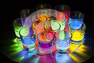 Shot Glasses with Glow Stick Juice