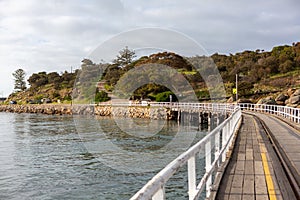 Shot from the Granite Island Causeway looking towards Granite Island in Victor Harbor South Australia on August 3 2020