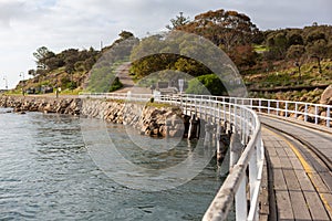 Shot from the Granite Island Causeway looking towards Granite Island in Victor Harbor South Australia on August 3 2020