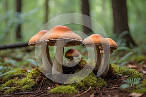 Shot of group edible mushrooms known as Enokitake, Golden Needle or winter mushrooms.