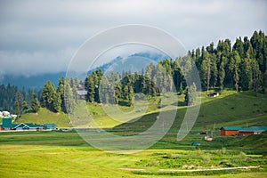 Shot of Gulmarg located in the states of Jammu and Kashmir, India