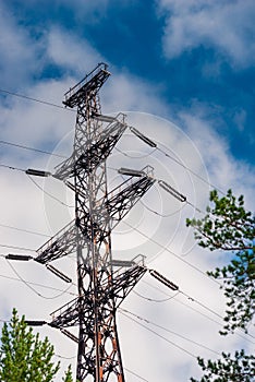 A shot of high voltage electric transmission tower