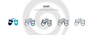 Shot icon in different style vector illustration. two colored and black shot vector icons designed in filled, outline, line and