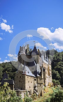 shot of a medieval castle in Germany on a fine sunny day under a blue sky with clouds