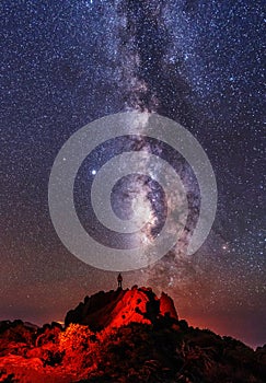 Shot of the Milky Way from  the Caldera de Taburiente Natural Park, Spain photo