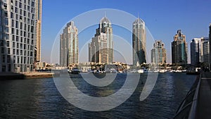 Shot of modern buildings at Dubai Marina, United Arab Emirates