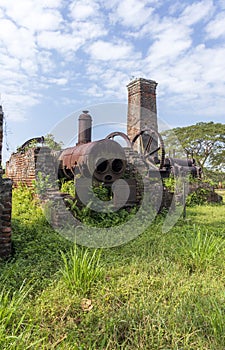 Shot of the old, obsolete, abandoned sugar mill. Vintage