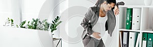 Shot of pregnant woman leaning on bookcase with folders in office