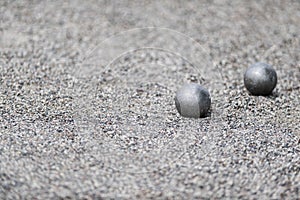 Shot put balls on athletic field. Horizontal sport theme poster, greeting cards, headers, website and app