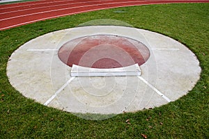 Shot put circle on the stadium