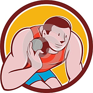 Shot Put Track and Field Athlete Circle Cartoon