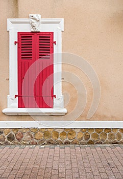 Shot of a red window with frame