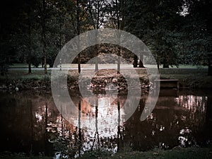 A shot of the river at Lambro Park in Milan in autumn season