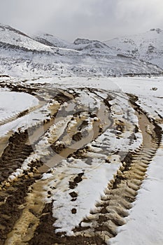 Shot in Road Snowy Landscape photo