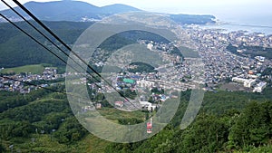 Shot of sapporro city from the top of mountain moiwa, hokkaido,japan