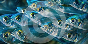 Shot of shoaling fish, underwater photography photo