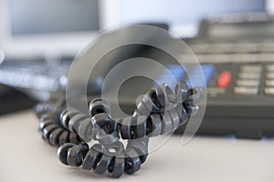 Shot of a telephone cord