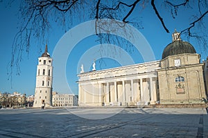 Shot of the Vilnius Cathedral Main Square