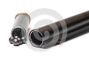 Shotgun and cartridge.